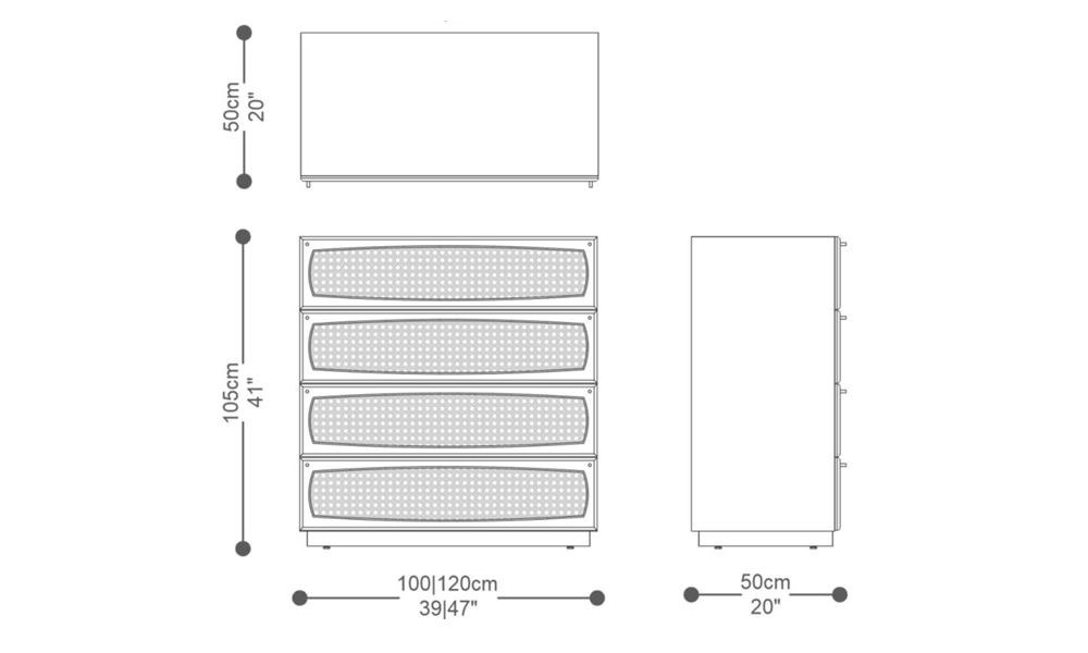 Image of the main dimensions of the product